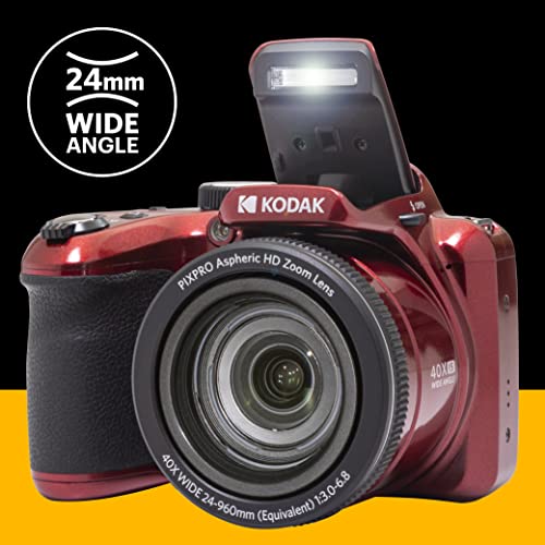 KODAK PIXPRO AZ405-BK 20MP Digital Camera 40X Optical Zoom 24mm Wide Angle Lens Optical Image Stabilization 1080P Full HD Video 3" LCD Vlogging Camera (Black)