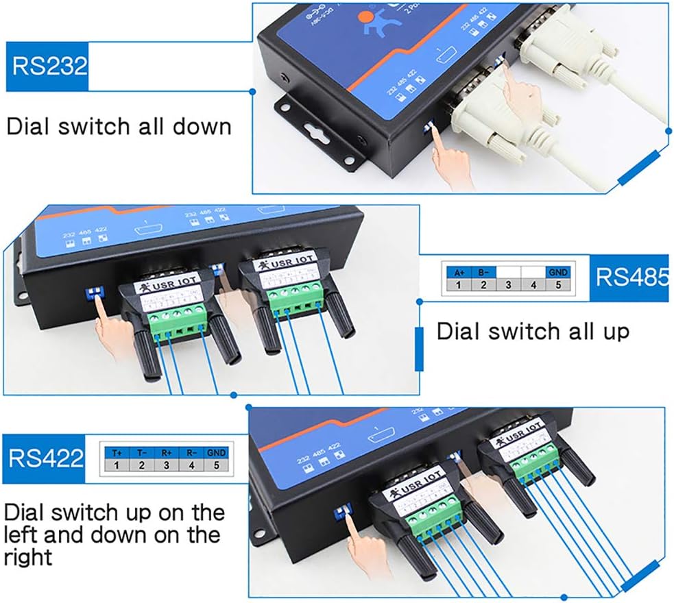 Double Serial Device RS232 RS485 RS422 Ethernet Server Modbus Multi-host Polling Pack of 2