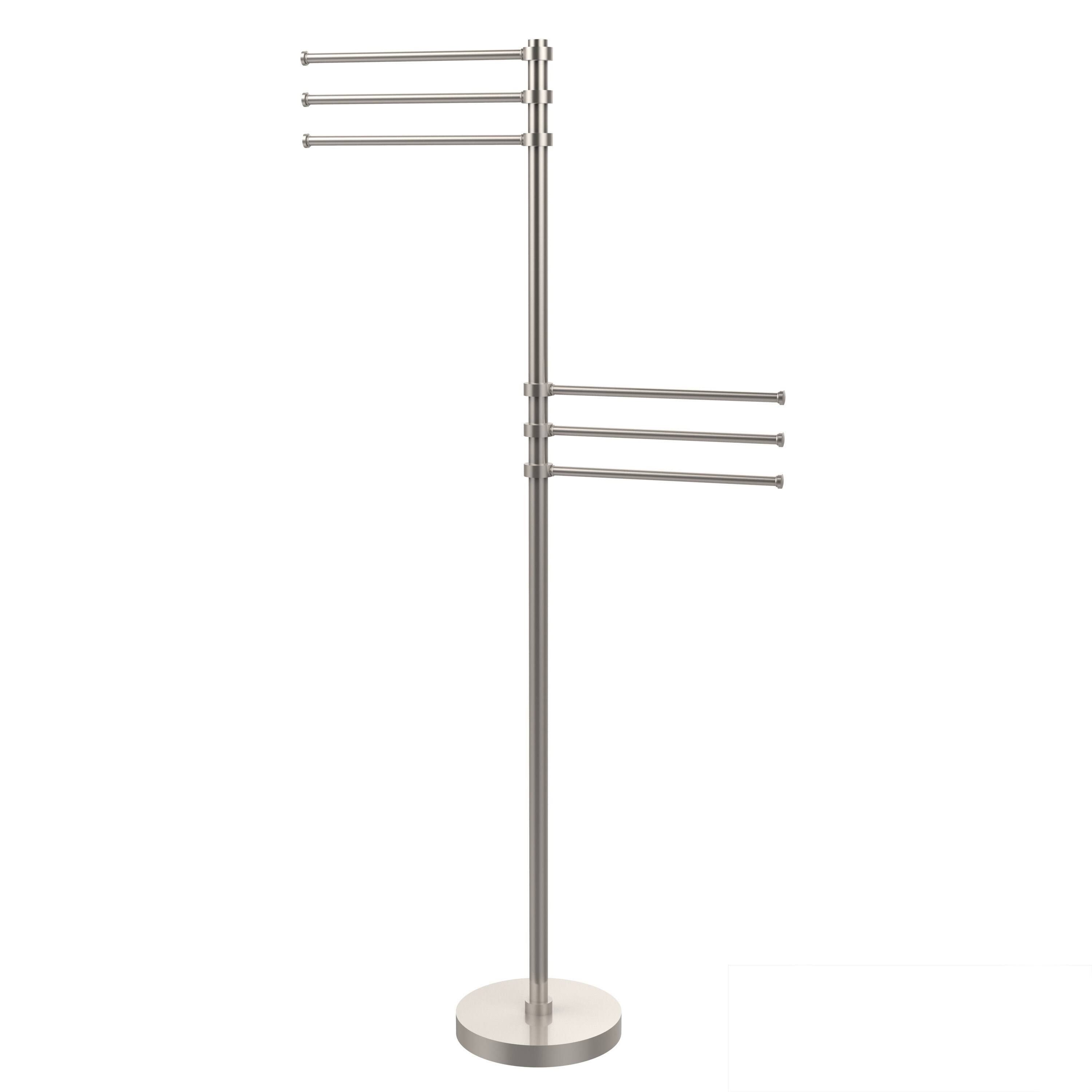 Allied Brass Towel Stand with 6 Pivoting 12-in Arms - Satin Nickel