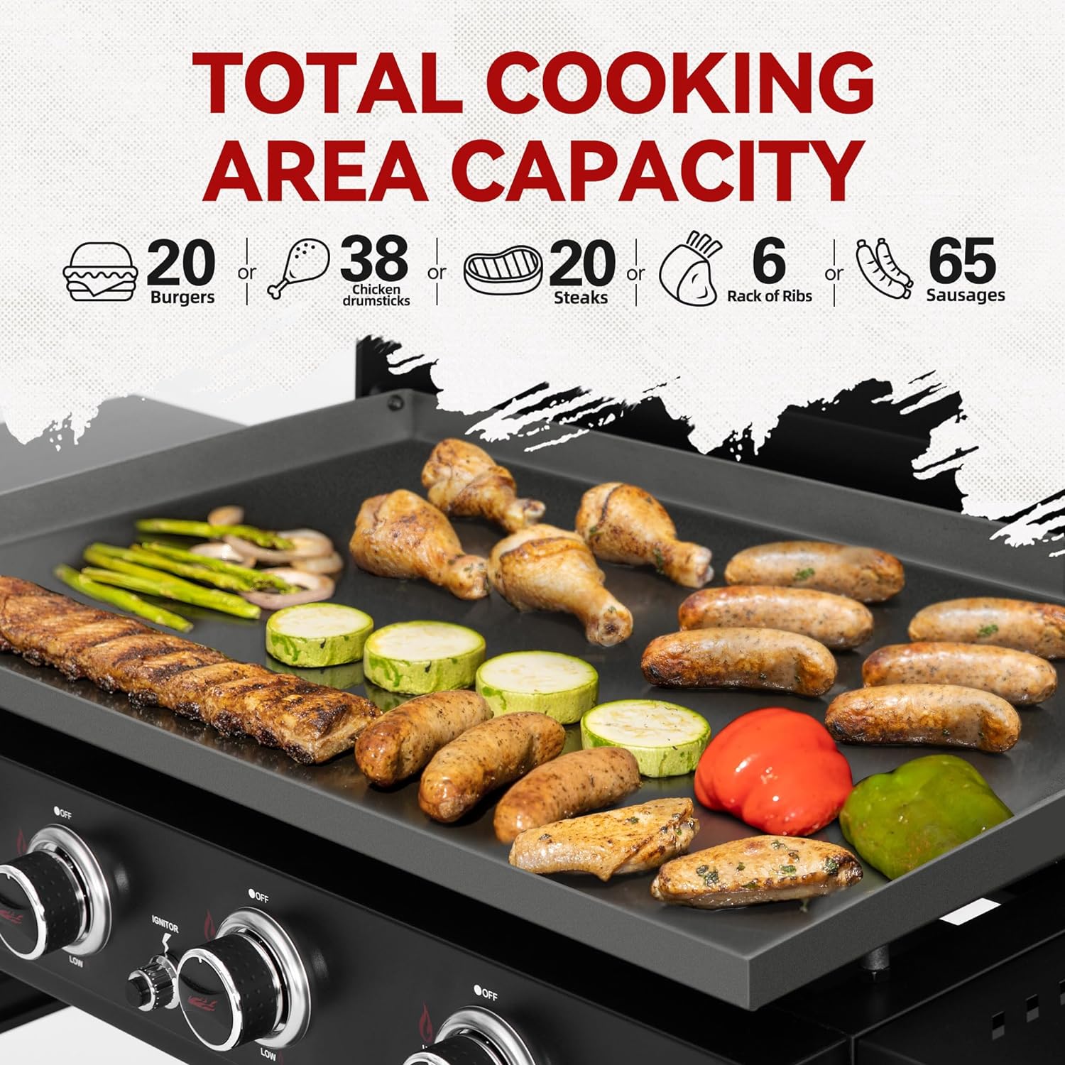 Royal Gourmet GB4000P 4-Burner Propane Gas Griddle with Hard Cover, 35-Inch Flat Top BBQ Grill, 52,000 BTU, Outdoor Griddle Cooking Station for Backyard and Tailgating, Black