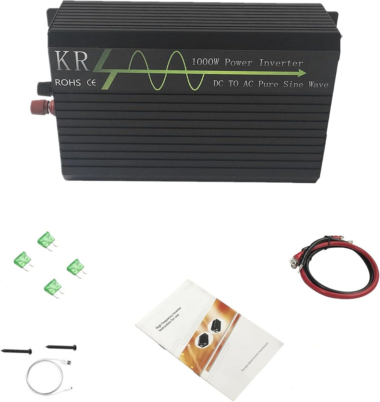 KRXNY 1000W Pure Sine Wave Power Inverter 12V DC to 110V 120V AC 60HZ with USB Port for Car/RV Home Solar System