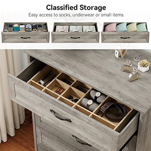 Dresser for Bedroom with 6 Drawers,Kids Dresser with Chest of Drawers,Wood Dresser for Living Room,Nursery,Hallway,Grey