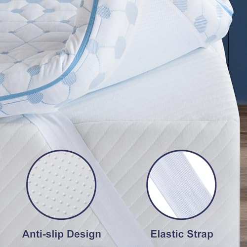 Sleepmax 4 Inch Firm Mattress Topper Queen - Gel Memory Foam Mattress Topper - High Density Foam Mattress Pad for Back Pain, Firm Foam Bed Topper with Removable Cover