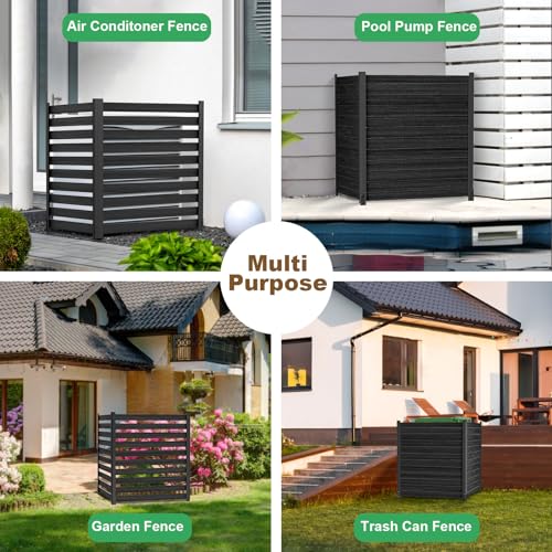 ROOMTEC 38"W X 42"H Air Conditioner Fence Panels, 2 Panels Privacy Fence for Outside Privacy Screens Trash Can Enclosure with Metal Stake,Trash Can Screen Fence Pool Equipment Fence, Wood