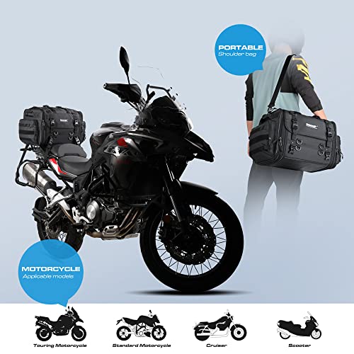 HUNTVP 40-60L Motorcycle Seat Bag Motorcycle Tail Bag Shoulder Bag Travel Luggage Bags Motorbike Rear Tack Truck Bag Storage Bags with Rain Cover (Black 40-60L)