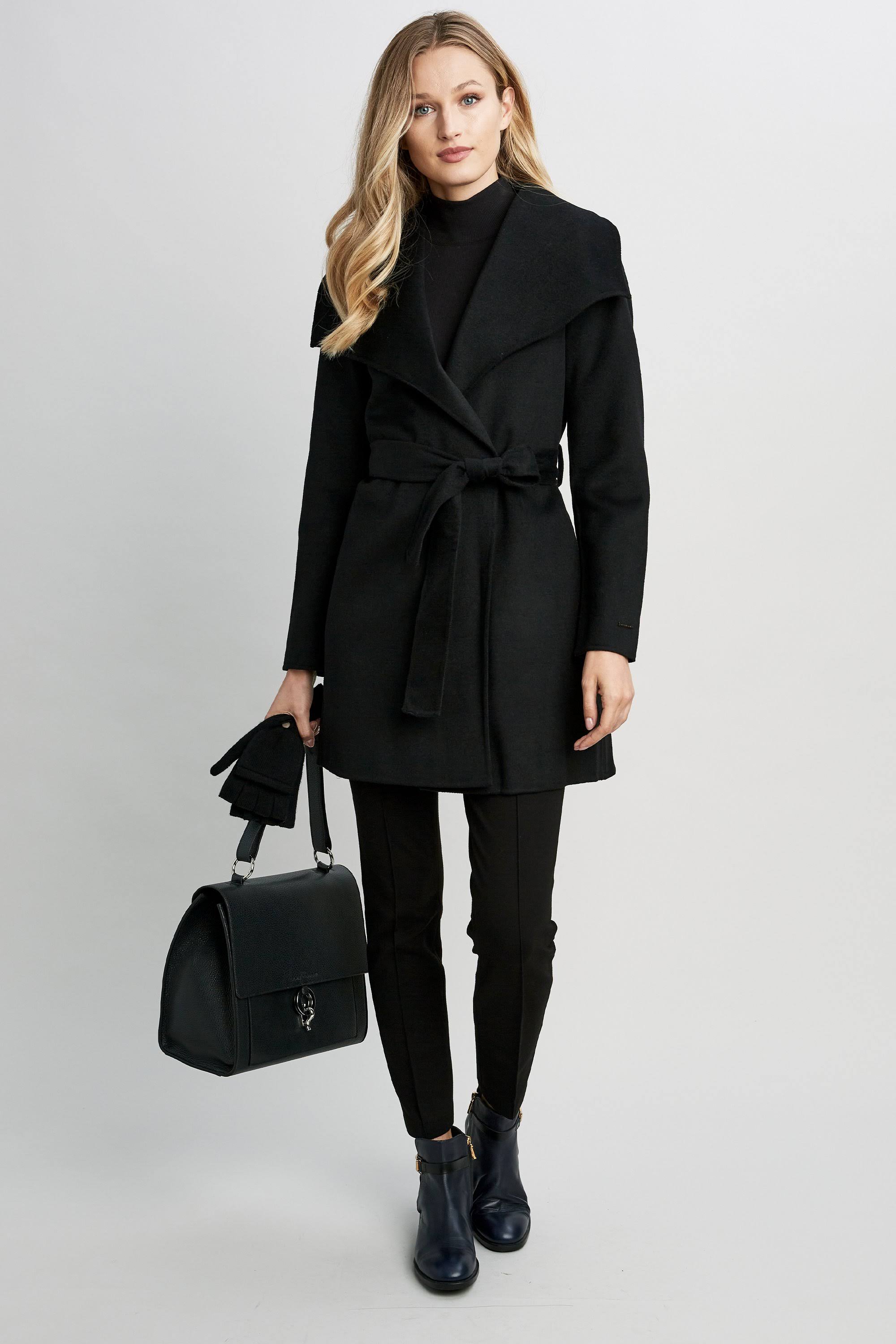 Tahari Ella Belted Wrap Coat - Black