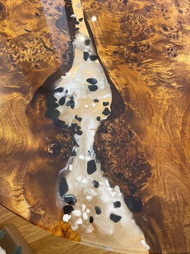 TUZECH Customized Round Clear Epoxy Resin Dining Table Coffee Table Centre Table Live Edge Table Console Table Living Room Table Study Table Patio Table End/Side Table (without Stand, 18 x 18 Inches)