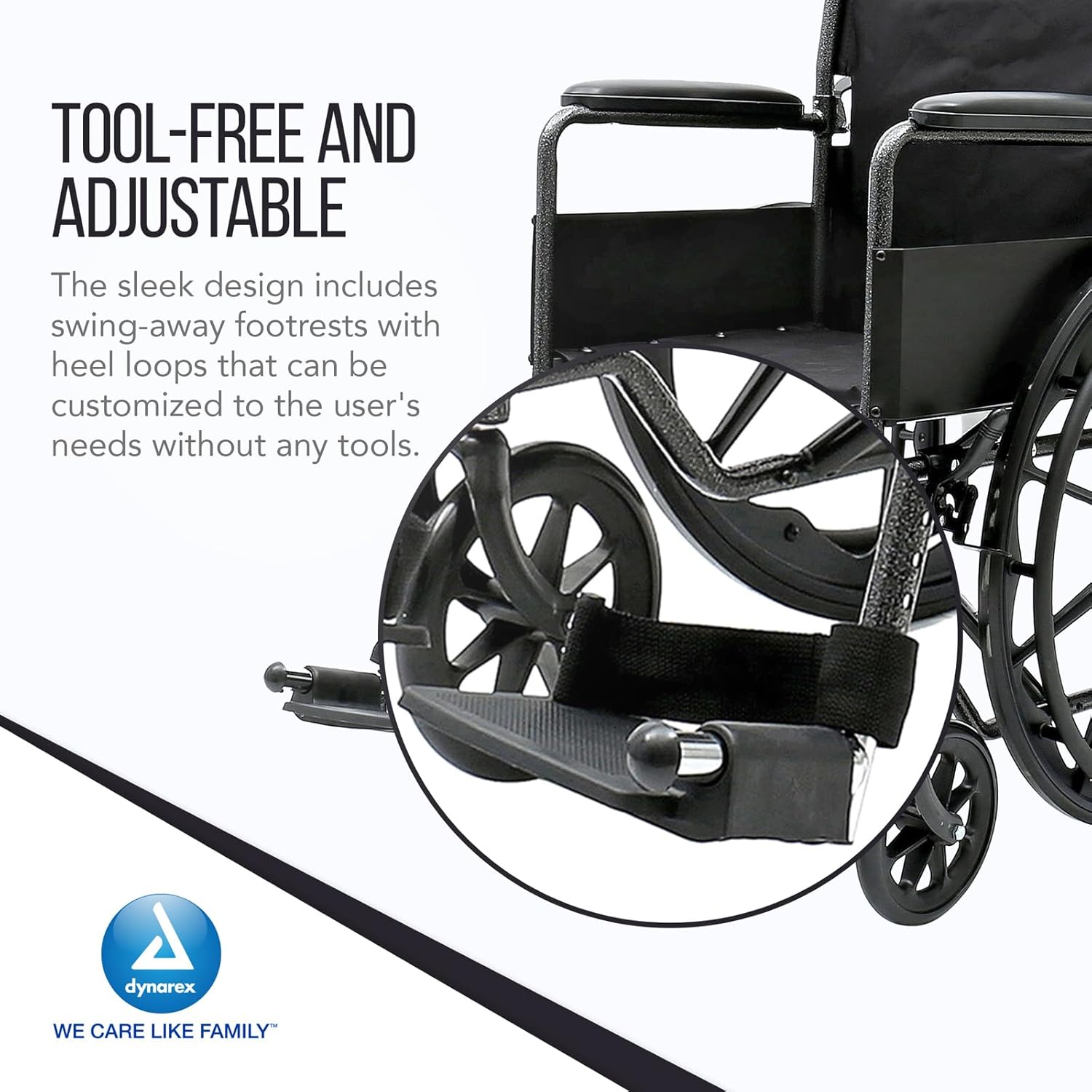 Dynarex DynaRide Series 1 Wheelchair with Fixed Full Arms is Lightweight, Foldable & Comfortable, Weight Capacity of 300 Pounds, Silver, 1 DynaRide Series 1 Wheelchair with Fixed Full Arms