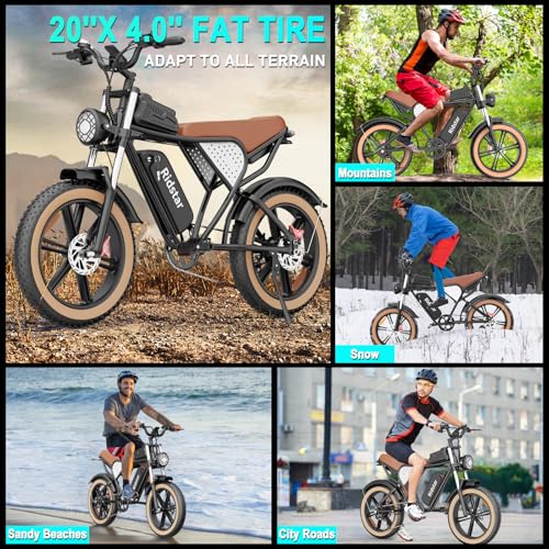 Electric Bike for Adults Q20, 2000/1500W, 37/30MPH,52V 40AH,48V/20AH E-Bike,30-180 Miles Electric Motorcycle, 20" Fat Tire Dirt Bike, UL2849 All Terrain for Mountains, Snow, Sand, Road