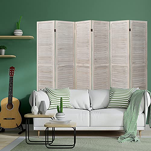 Babion 6 Panel Room Divider, Wood Room Divider Temporary Wall, Extra Wide Folding Room Dividers and Privacy Screens, Room Dividers for Bedroom Studio Apartment Dorm(Beige)