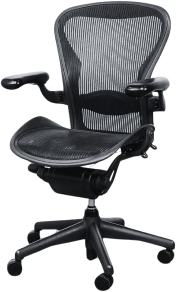 Aeron Classic Herman Miller Office Chair Size B (Medium) - Black with Free Roller Blade Style Wheels | Fully Adjustable, Quick Assembly, (Renewed)