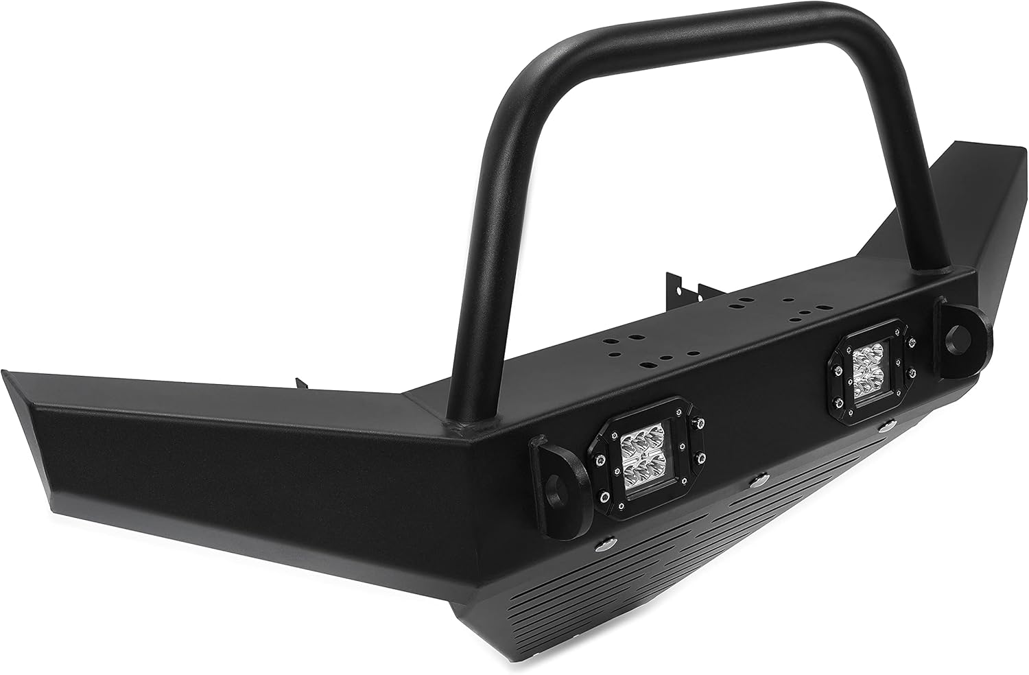 KUAFU Front Bumper Winch Bumper w/LED Lights Compatible with 2010-2021 Polaris Ranger 400 500 800 Mid Size Ranger 570 Full Size/Mid Size