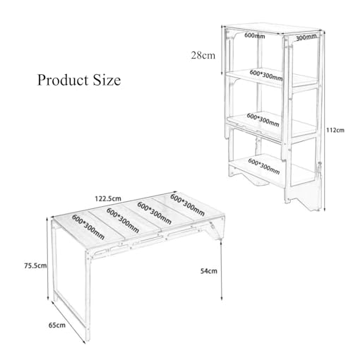 Murphy Folding Table, Fold Fown Dining Table Wall-Mounted Drop-Leaf Table, Wall Mounted Workbench,Wall Mounted Table Dining Table, Space Saving Storage Shelf, Multifunctional Desk & Shelf (Color : B