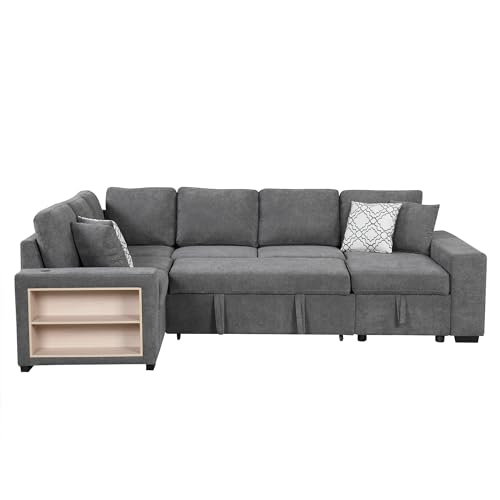 Oversized U-Shaped Sectional Sofa Couch Plush Corduroy Upholstered Modular Deep Seat Sofa&Couch Sectional W/Right Facing Chaise Lounge and 7 Toss Pillows for Home Apartment Living Room Furniture Sets
