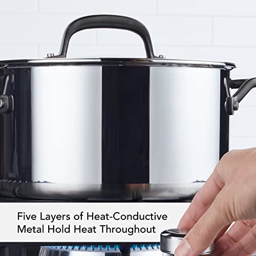 KitchenAid 5-Ply Clad Polished Stainless Steel Stock Pot/Stockpot with Lid, 8 Quart