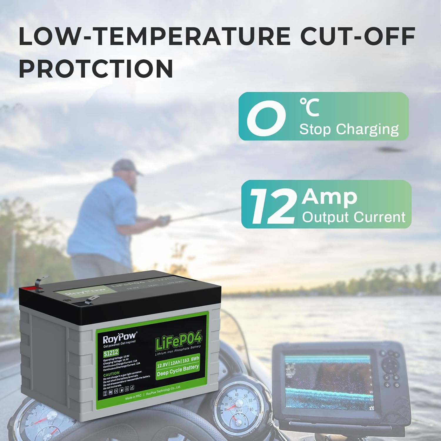 12V Lithium Battery 30Ah, RoyPow Deep Cycle LiFePO4 for RV, Solar Marine and Off-grid Applications