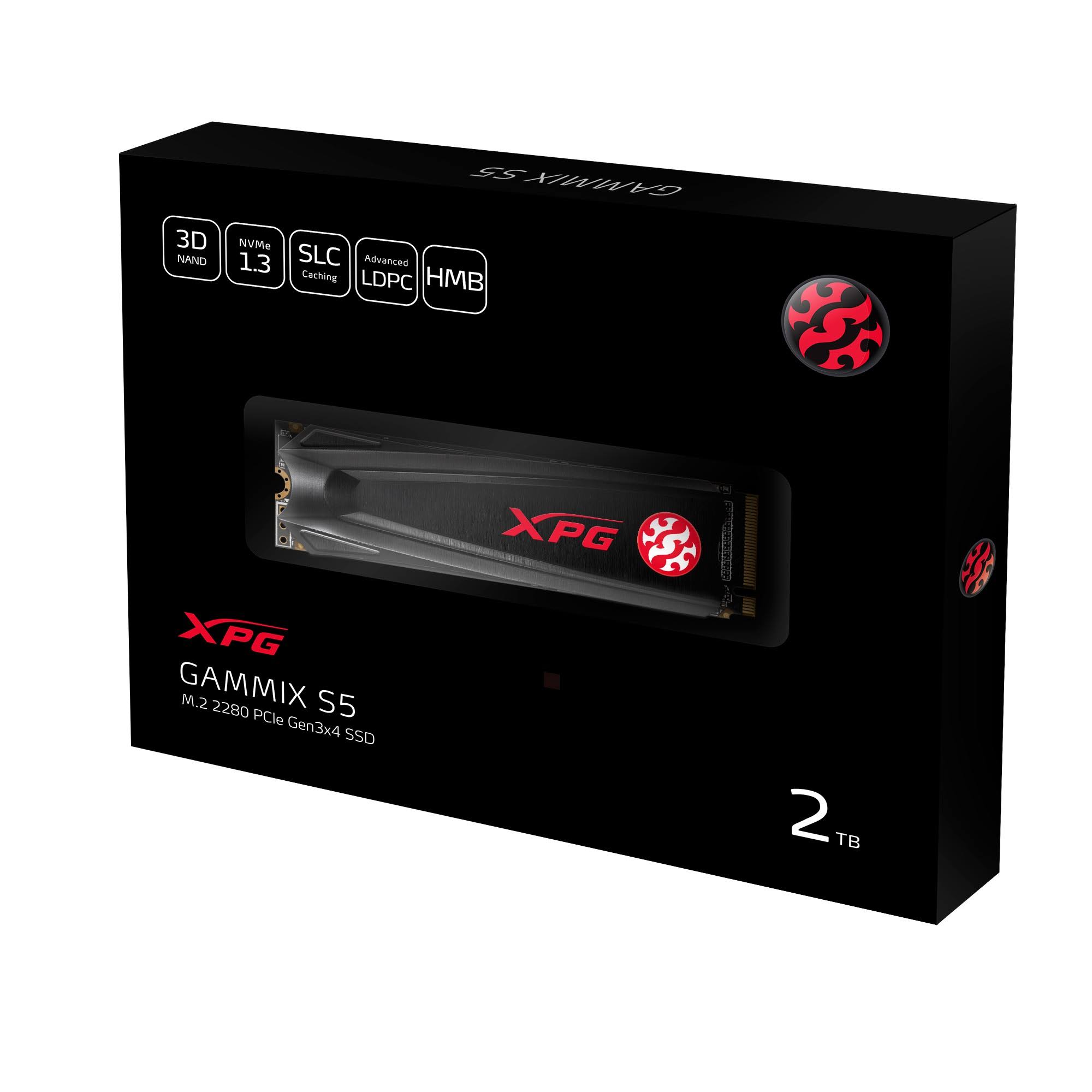 XPG GAMMIX S5 Series: 2TB M.2 2280 NVMe 3D NAND Gen3 Gaming Internal SSD 82788359