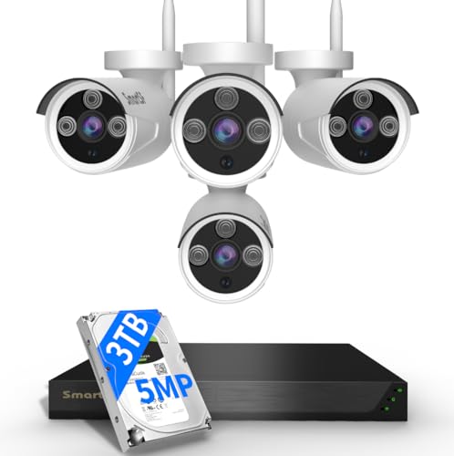 Wireless Security Camera System, 10CH 5MP NVR with 4 3MP Cameras, 1TB HDD, Night Vision, Motion Detection, Indoor/Outdoor Video Surveillance, Free App (3MP-1TB Hard Drive)