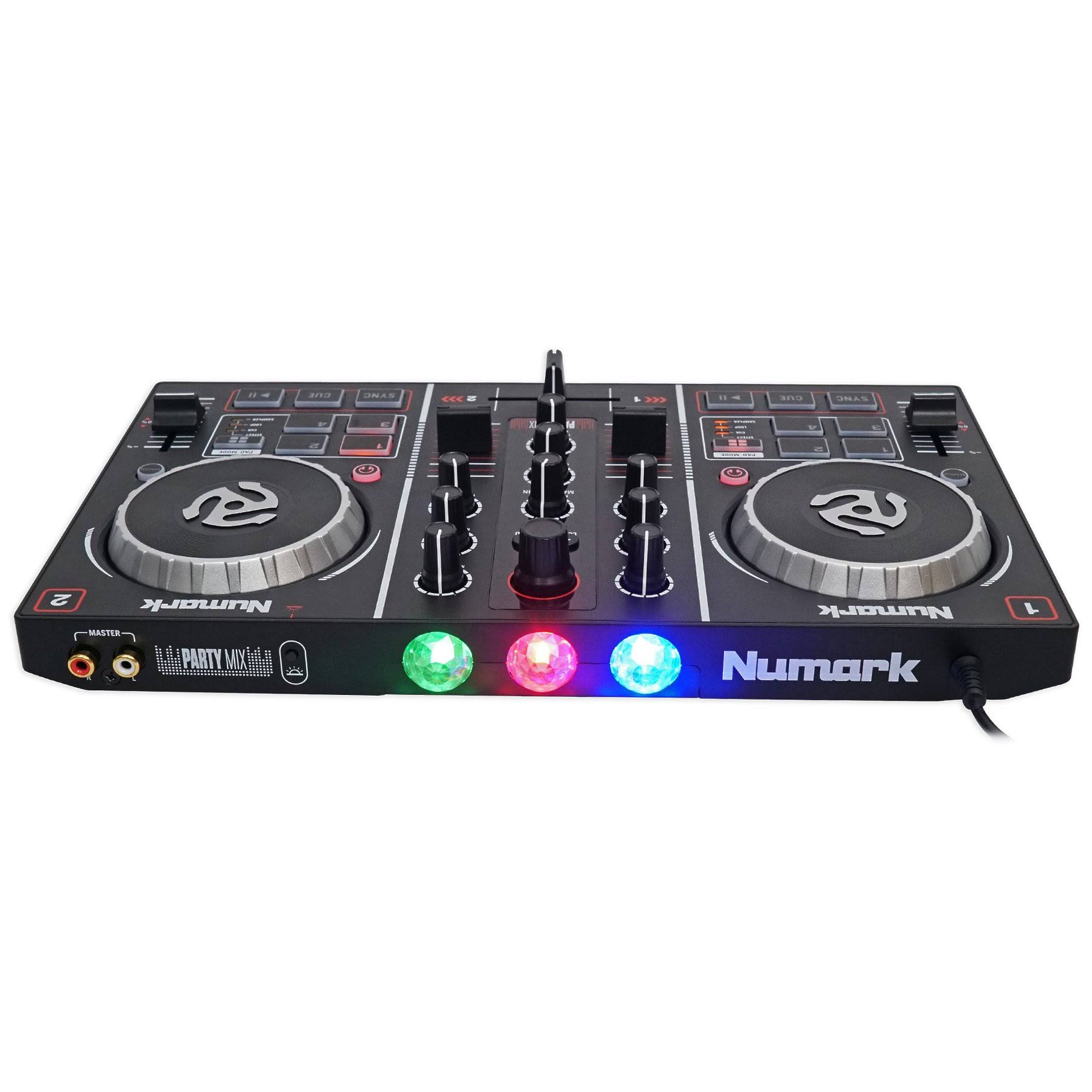Numark Party Mix DJ Controller w/ Built in Light Show+Microphone+Cables+Case