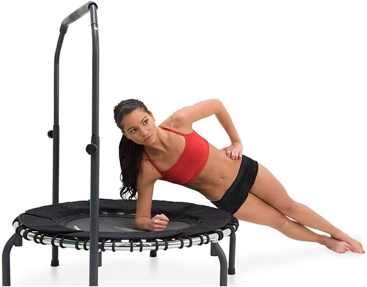 JumpSport 220 in Home Cardio Fitness Rebounder - Mini Trampoline with Handle Bar Accessory, Premium Bungees and Workout DVD