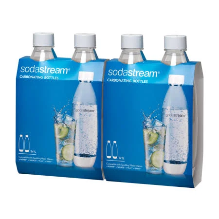 Sodastream 1 Liter Source Carbonating Bottle 4-Pack, White