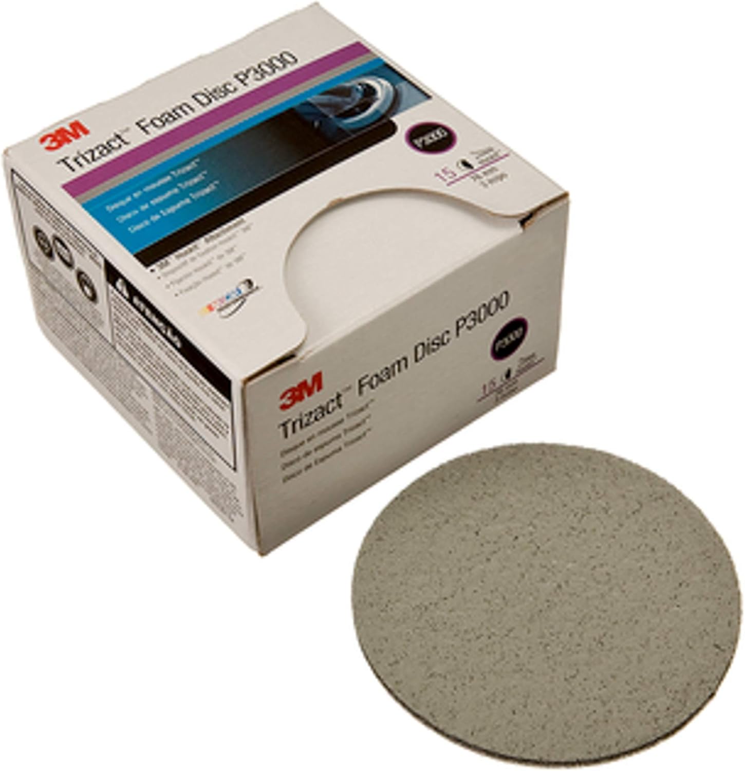 3M Trizact Hookit Foam Disc, 02096, 5 in, 3000, 15 discs per carton Pack of 2