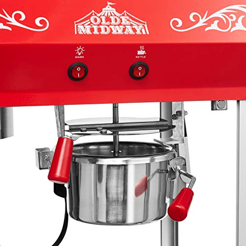 Olde Midway Bar Style Popcorn Machine Maker Popper with 6-Ounce Kettle - Black