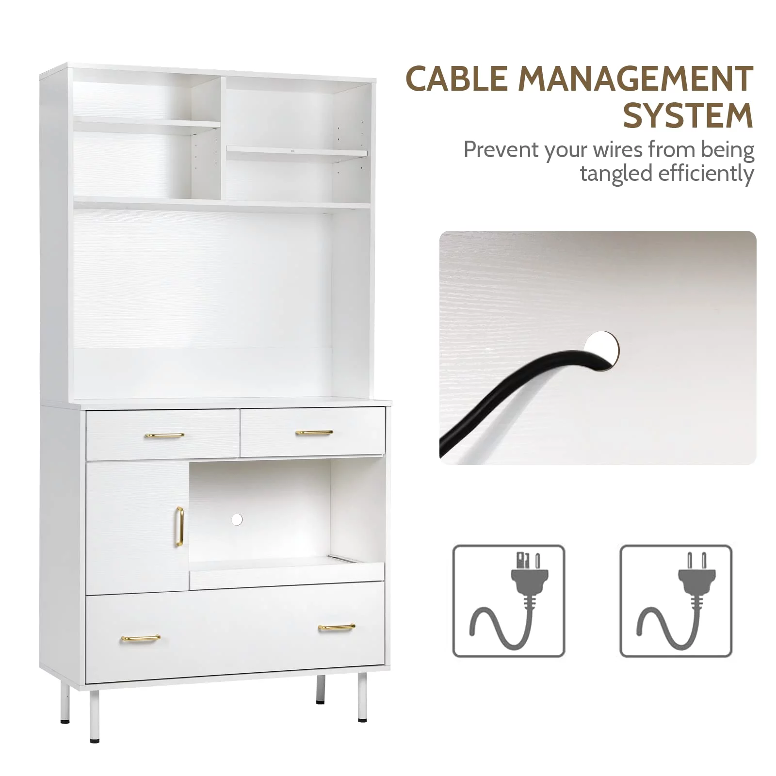 RichYa Kitchen Pantry Storage Cabinet, 71'' Freestanding Kitchen Storage Cabinets with 3 Drawers, White