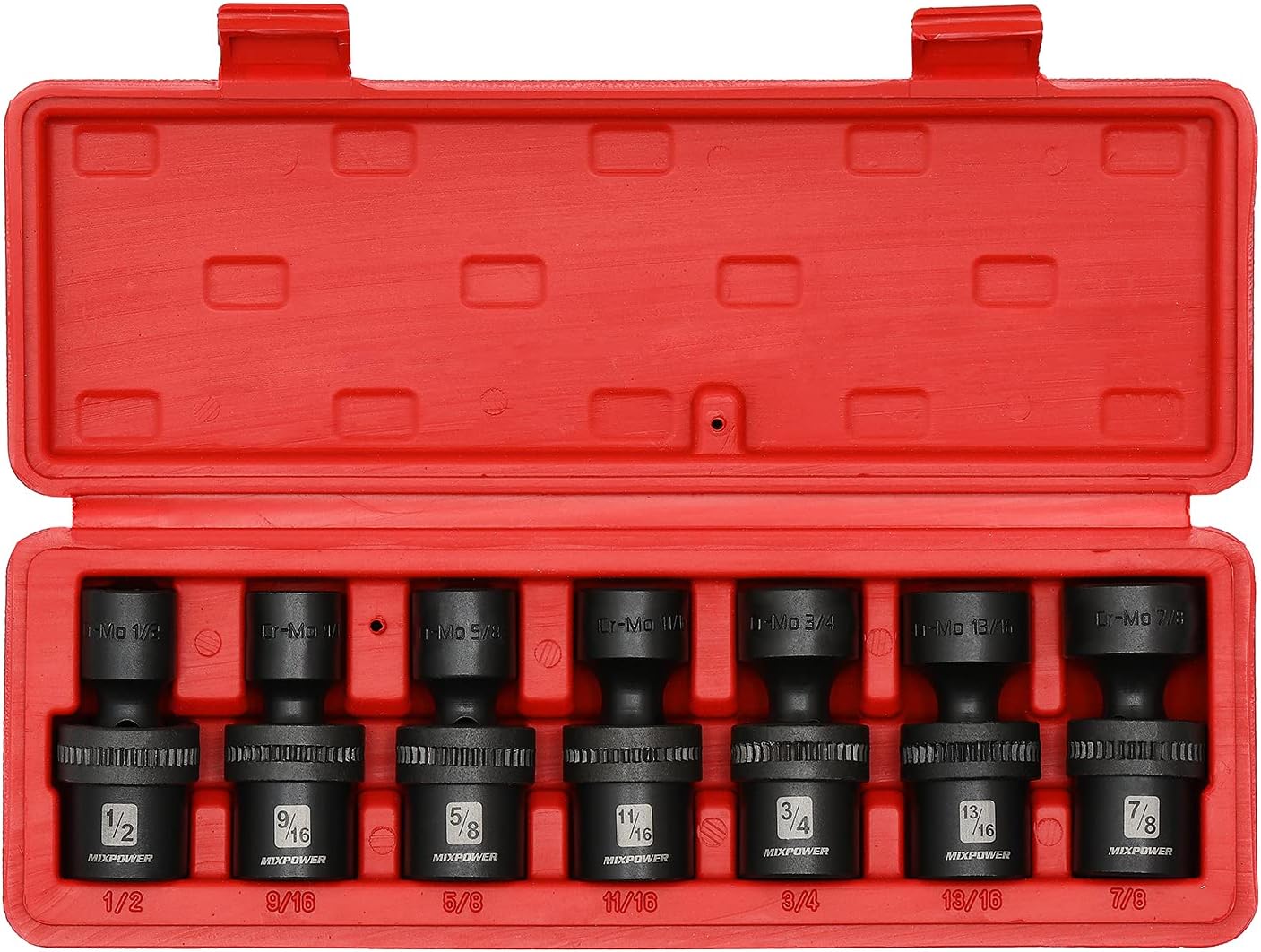 MIXPOWER 10-piece 3/8" Drive Shallow Universal Impact Socket Set, Metric,10-19mm, Swivel Socket with Flexible Wobble, CR-MO