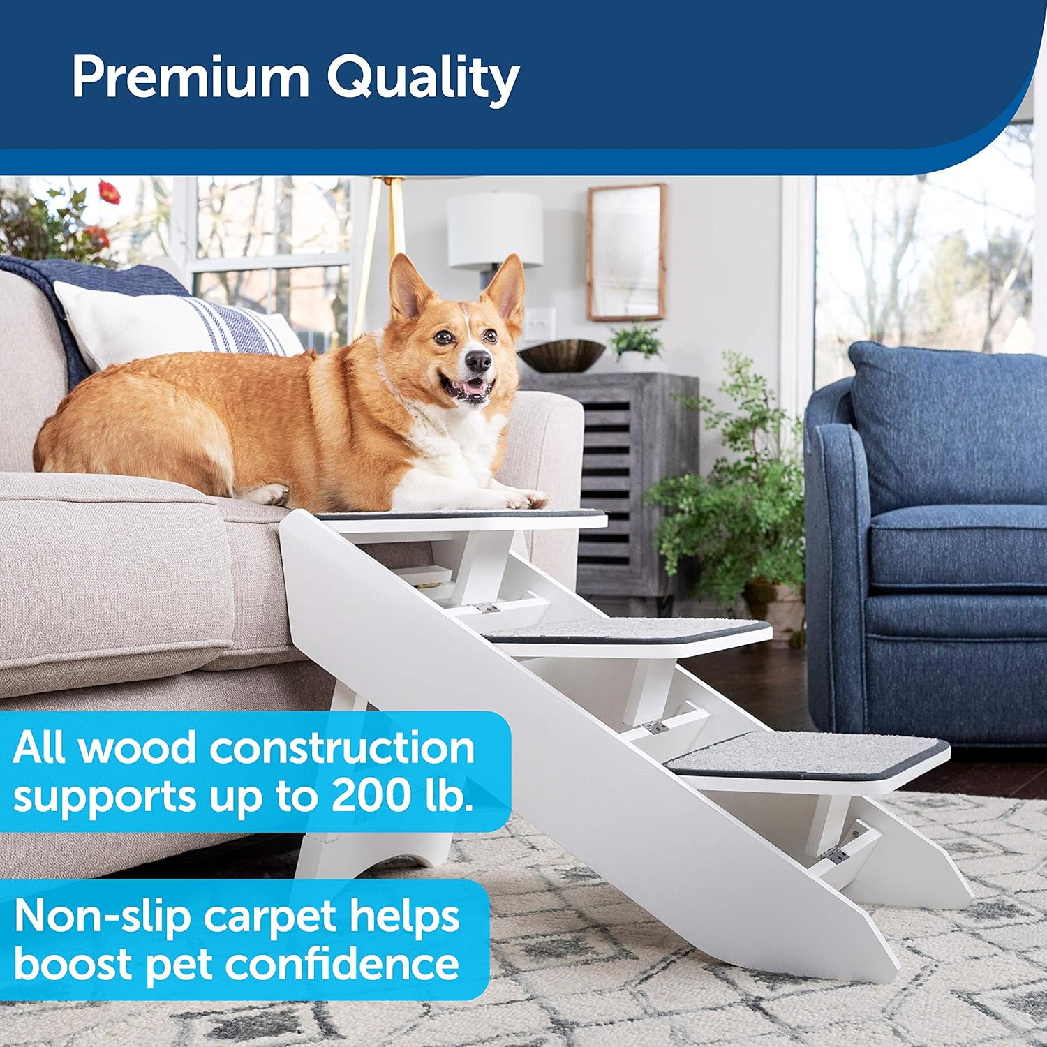 PetSafe CozyUp Steps & Ramp Combo – Dog and Cat Ramp with Stairs – Give Your Pets Easy Access to High Beds or Couch – Foldable Nonslip Design – Perfect for Small, Medium, and Large Dogs