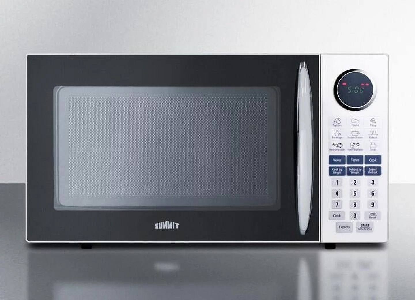 Summit SM1102WH 1 cu. ft. Capacity Full-Sized Microwave Oven With Multiple Power Levels; End of Cycle Ring; Rotary Turntable; and One-Touch Auto Cook Menu in White
