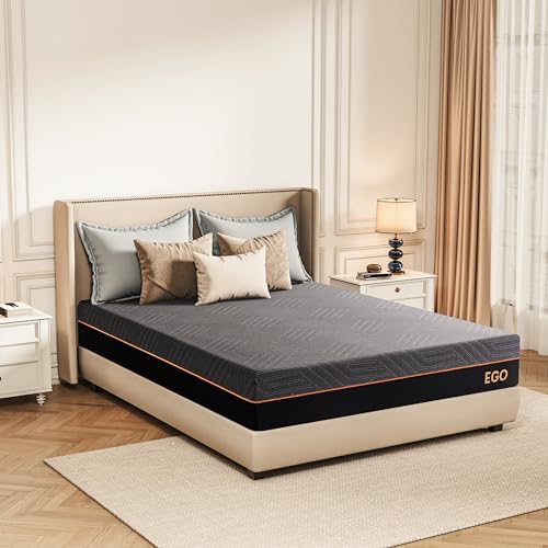 EGOHOME 14 Inch King Size Memory Foam Mattress for Back Pain, Cooling Copper Gel Bed in a Box, Foam Made in USA, CertiPUR-US Certified, Therapeutic Medium Firm, 76x80x14 Black