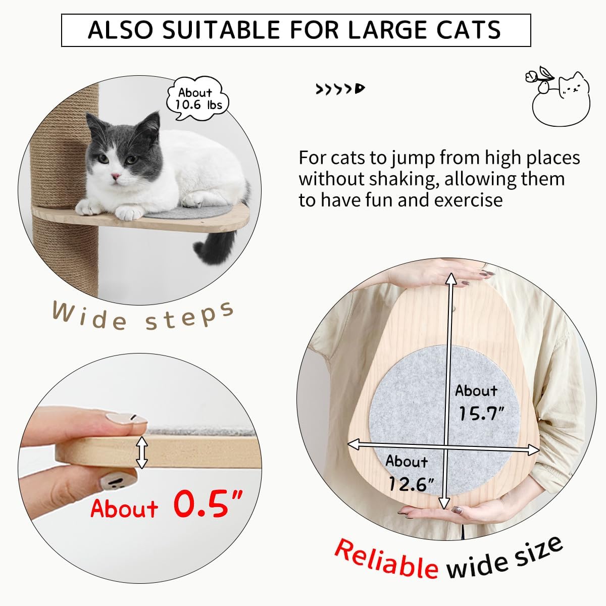 Cat Climbing Tower, Floor-to-Ceiling, Natural Sisal Rope Scratching Post, 93.7-101.1Inch, 101.2-108.6Inch, 108.7-115.4Inch