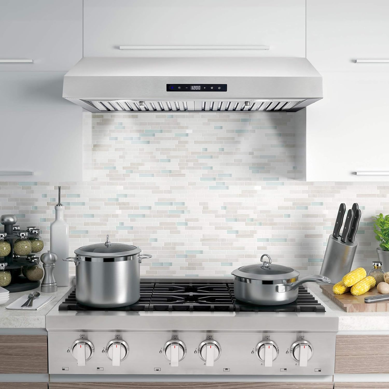 COSMO UMC30 30 in. Ducted Under Cabinet Stainless Steel Range Hood with LED Light, 380 CFM, Permanent Filter, 30 inch