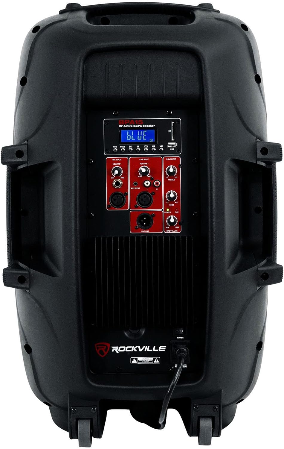 2) Rockville BPA15 15 Powered 800W DJ PA Speakers w Bluetooth+Stands+Cables+Bag