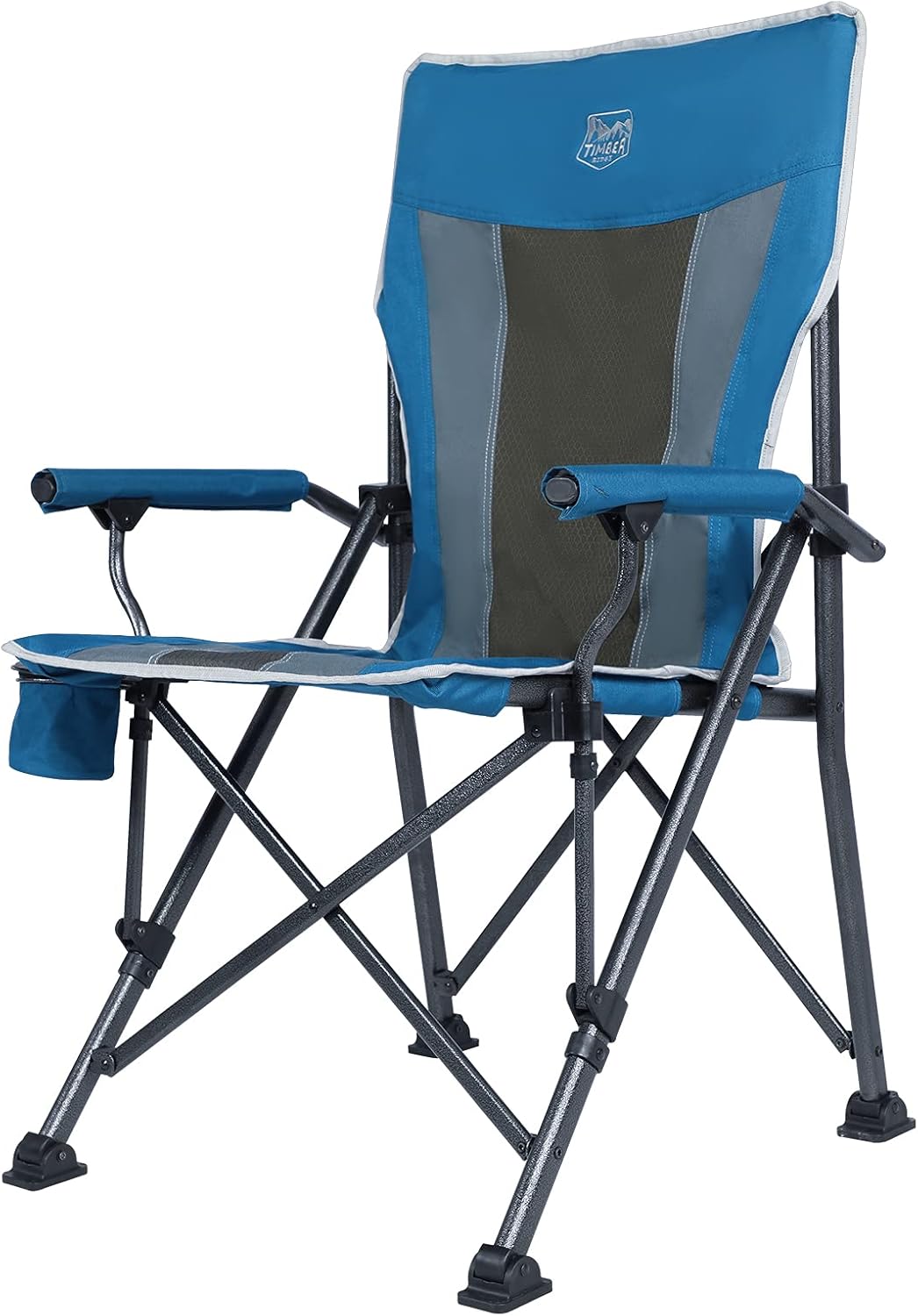 TIMBER RIDGE Aluminum Lightweight Folding Chairs Camping with Hard Armrest, Portable Lawn Chairs with Cup Holder