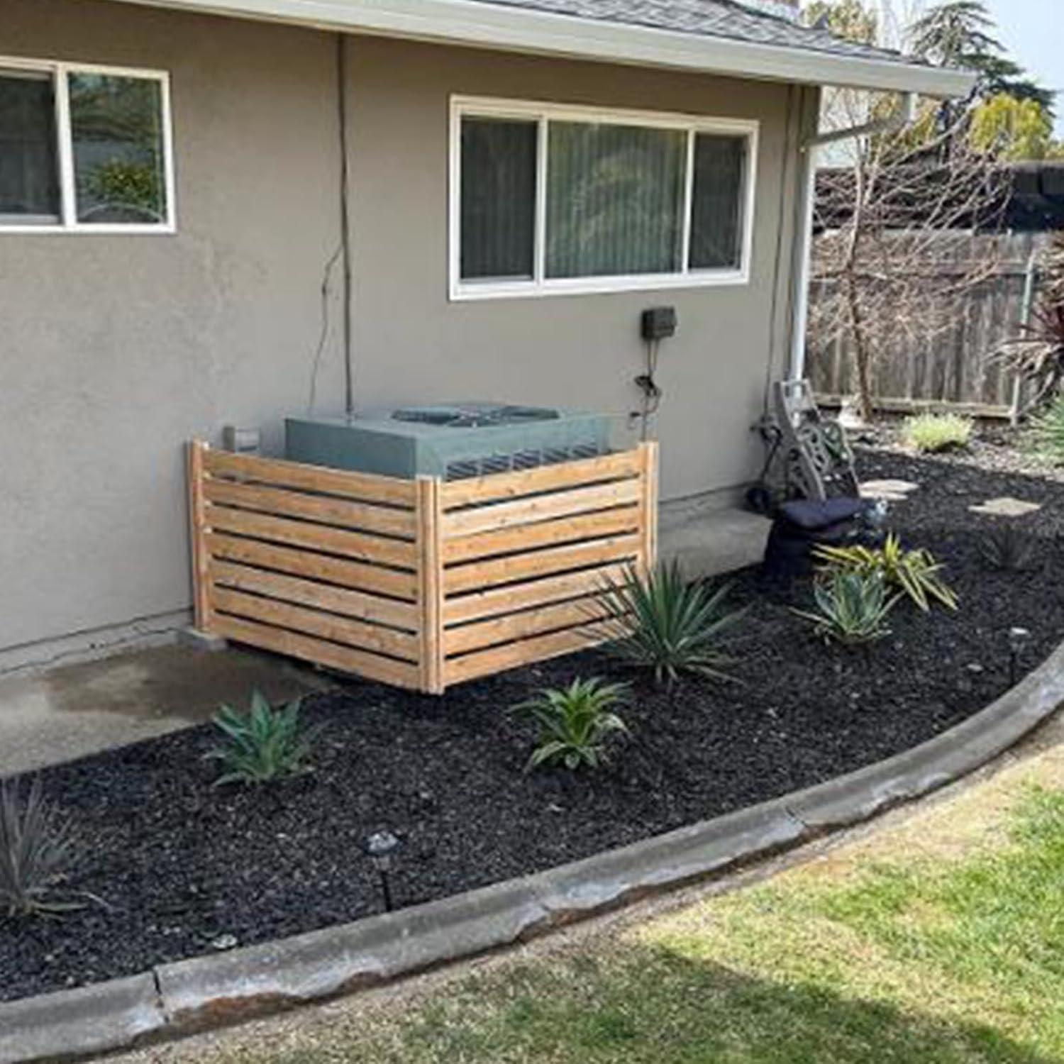 Air Conditioner Fence Privacy Screen, Cedar Wood Outdoor Air Conditioning Cover Privacy Fence Screen Pool Equipment Trash Enclosure Can Enclosure Bins and A/C Units (36" W x 36" L,3 Panels)