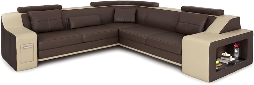 Modern Corner Leather Sofa Sectional Couch Furniture Brown Leather Sofa - BULLHOFF by Giovanni Capellini