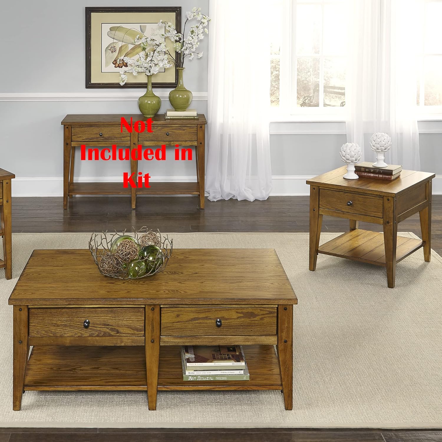 Lake House 3 Piece Set (1-Cocktail 2-End Tables), W0 x D0 x H0, Medium Brown