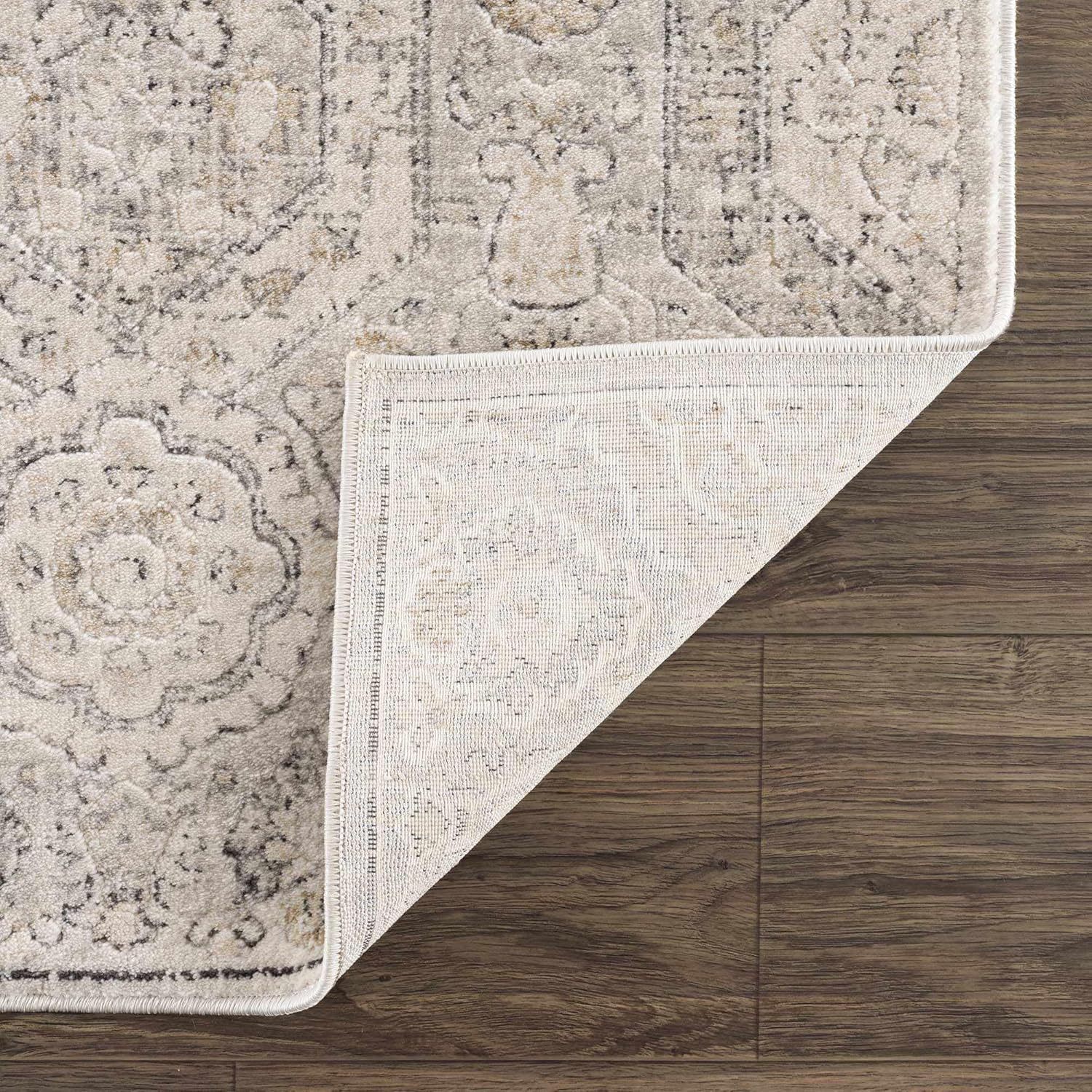 Hauteloom Parkerfield Moroccan Farmhouse Living Room Bedroom Dining Room Area Rug - Bohemian Style - Boho Vintage Distressed - Beige, Gray, Brown, Cream 6'7" x 9'