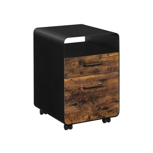 SONGMICS Black u0026 Rustic Brown File Cabinet with 2 Drawers