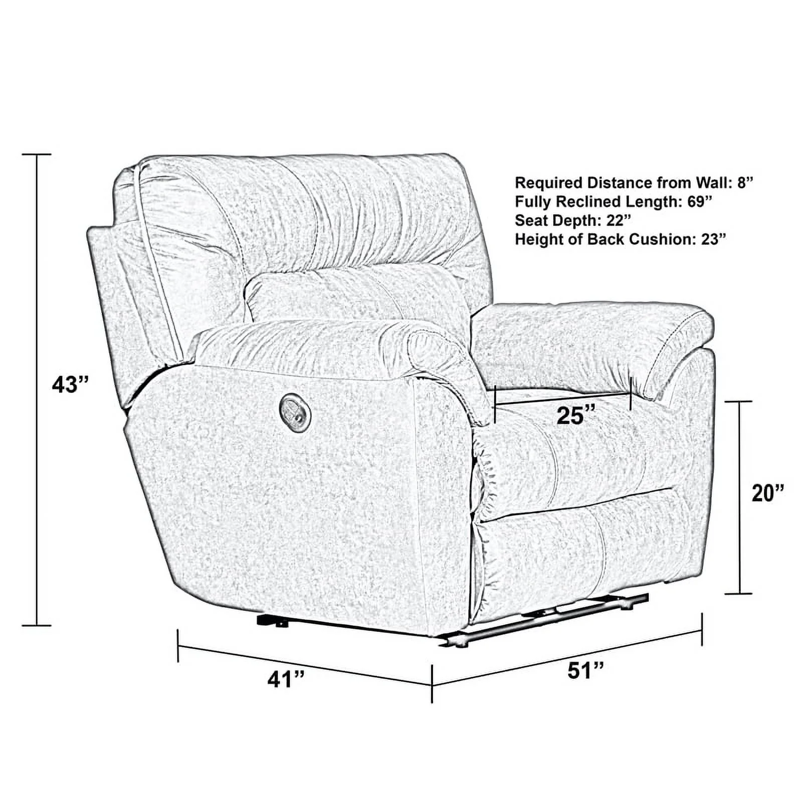 Catnapper Thompson Power Wall Hugger Recliner in Brown Polyester Fabric