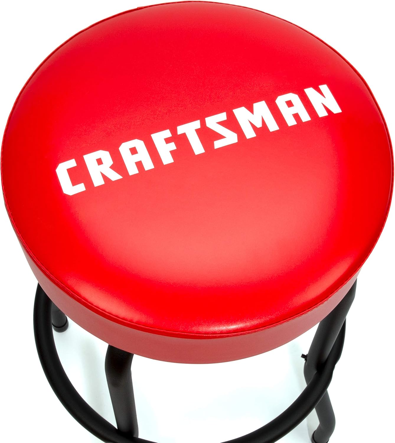 CRAFTSMAN Adjustable Height Work Shop Stool, 29 to 34-inches Tall, Rip-Resistant Padded Vinyl Seat, 300-lb Capacity, 360-degree Footrest, Non-Marring Feet