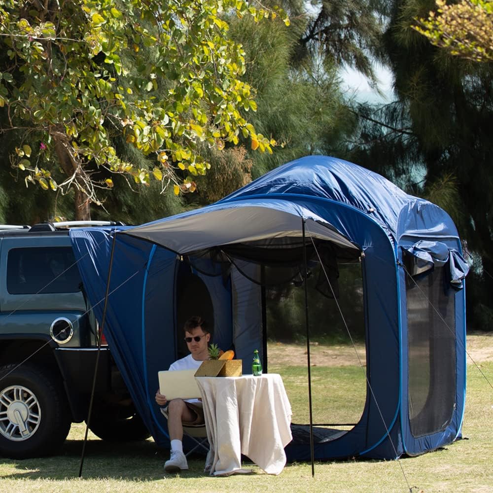 Laaioo SUV Tent ，SUV Tents for Camping, Universal, Pop Up Tent Tailgate Tent 6 Person Multipurpose with Floor + Rainfly