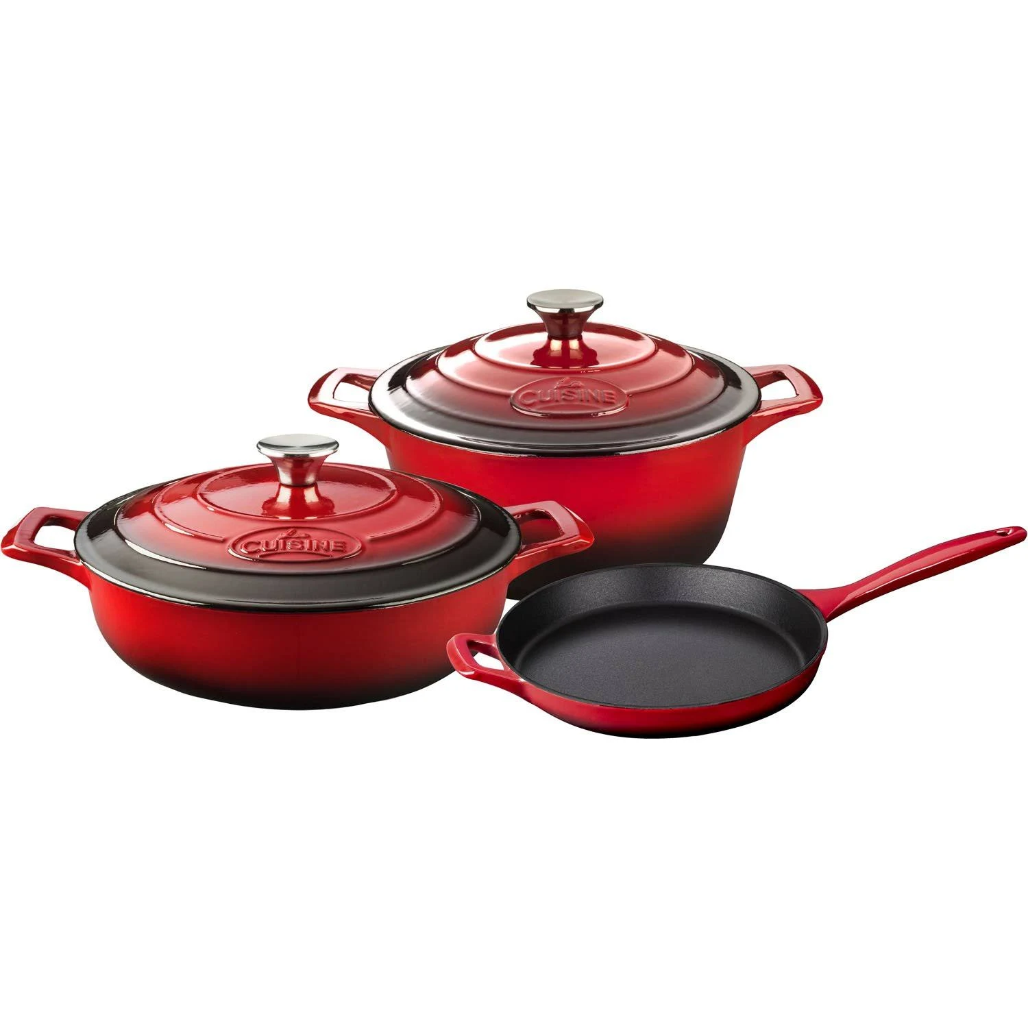 La Cuisine 5-Piece Enameled Cast Iron Cookware Set, Round Casserole