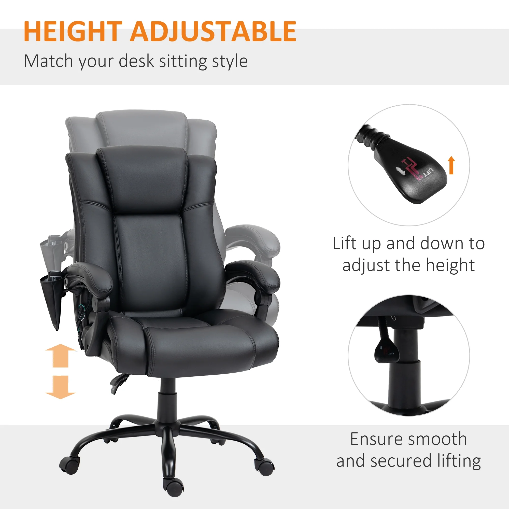 Vinsetto PU Leather Executive Office Chair with Vibration Massage, Black