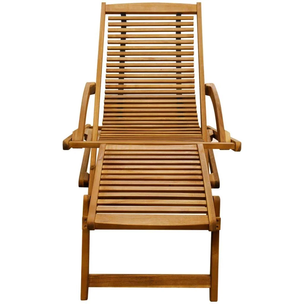 vidaXL Deck Chair with Footrest Acacia Wood