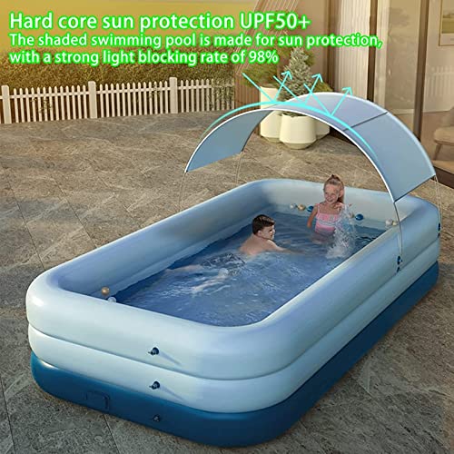 Outdoor Swimming Pools Summer Water Party with Slide for Children Water Splash Pool Suitable for Over 3 Years Old,Blue-2.6M