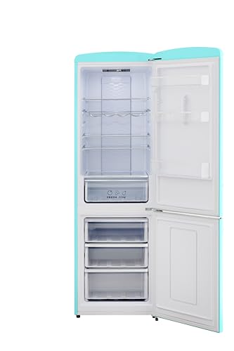 iio RR2 12 cu. ft. Retro Refrigerator Full Size Fridge with Bottom Freezer, Frost Free, LED Light, Multiflow 360°