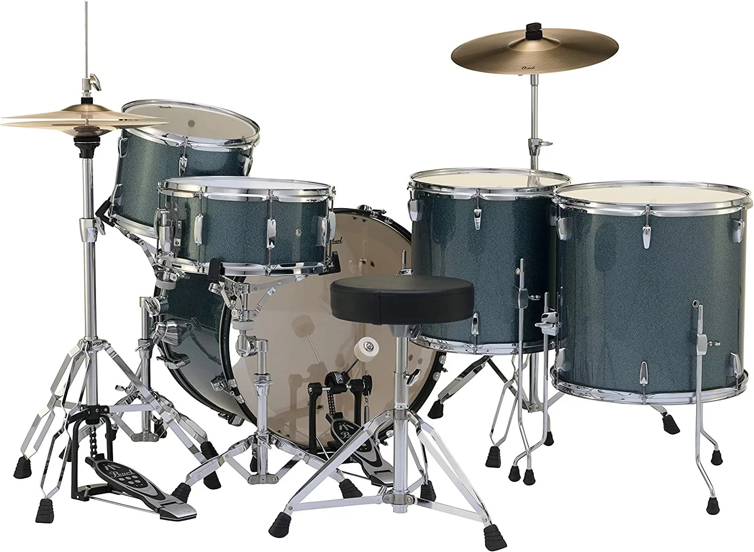 Pearl Roadshow 5 Piece Complete Rock Kit Drum Set with Hardware and Cymbals RS525WFC/C703